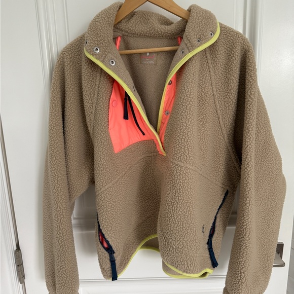 free people movement Jackets & Blazers - Free People Tan Fleece Hit the Slopes Pullover Jacket